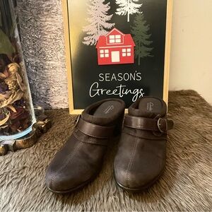 CLARKS Chocolate Brown Suede, Leather Clogs, Mules, Bendables 8.5
